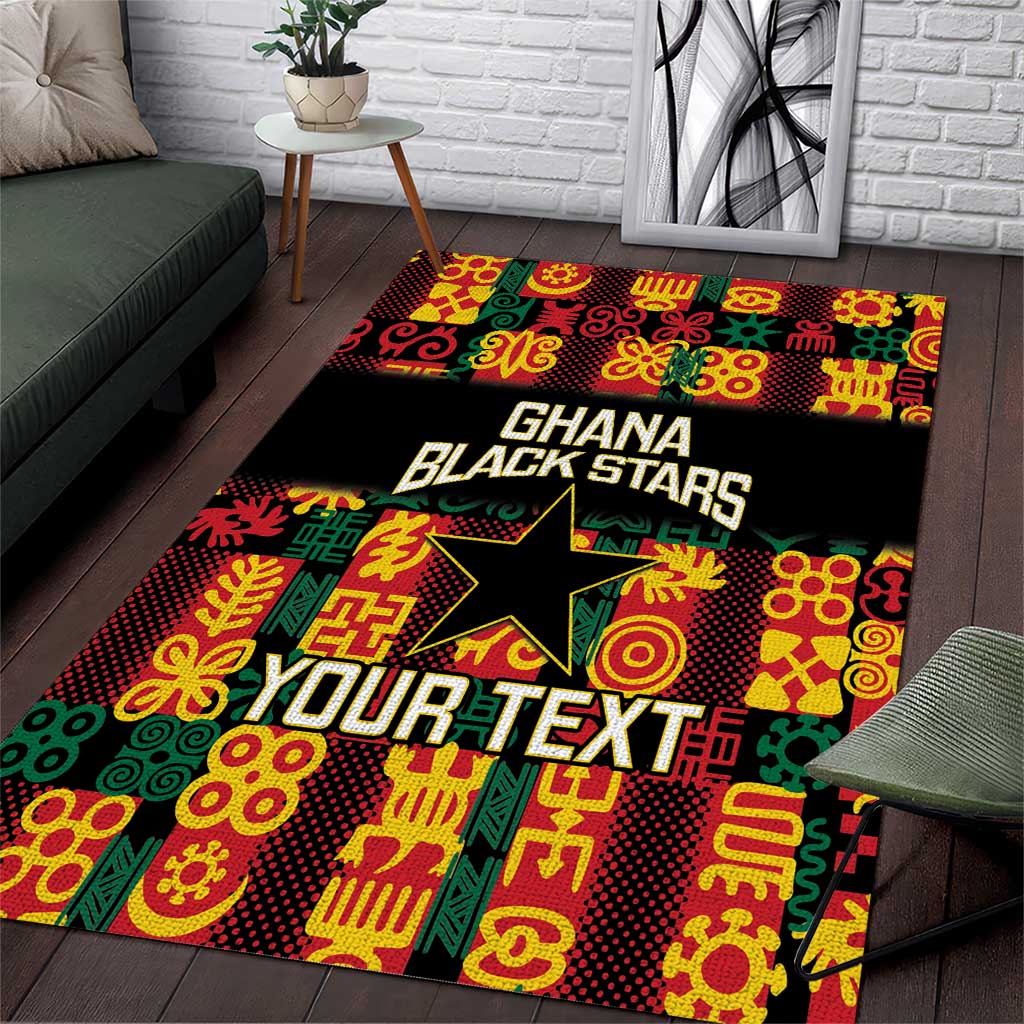 Custom Ghana Black Stars Area Rug Adinkra Pattern - Football Style LT14