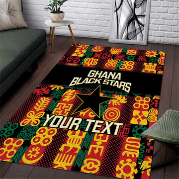 Custom Ghana Black Stars Area Rug Adinkra Pattern - Football Style LT14