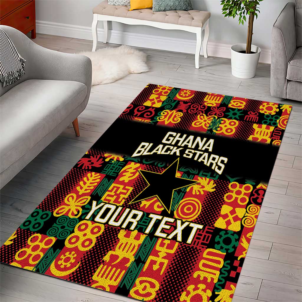 Custom Ghana Black Stars Area Rug Adinkra Pattern - Football Style LT14