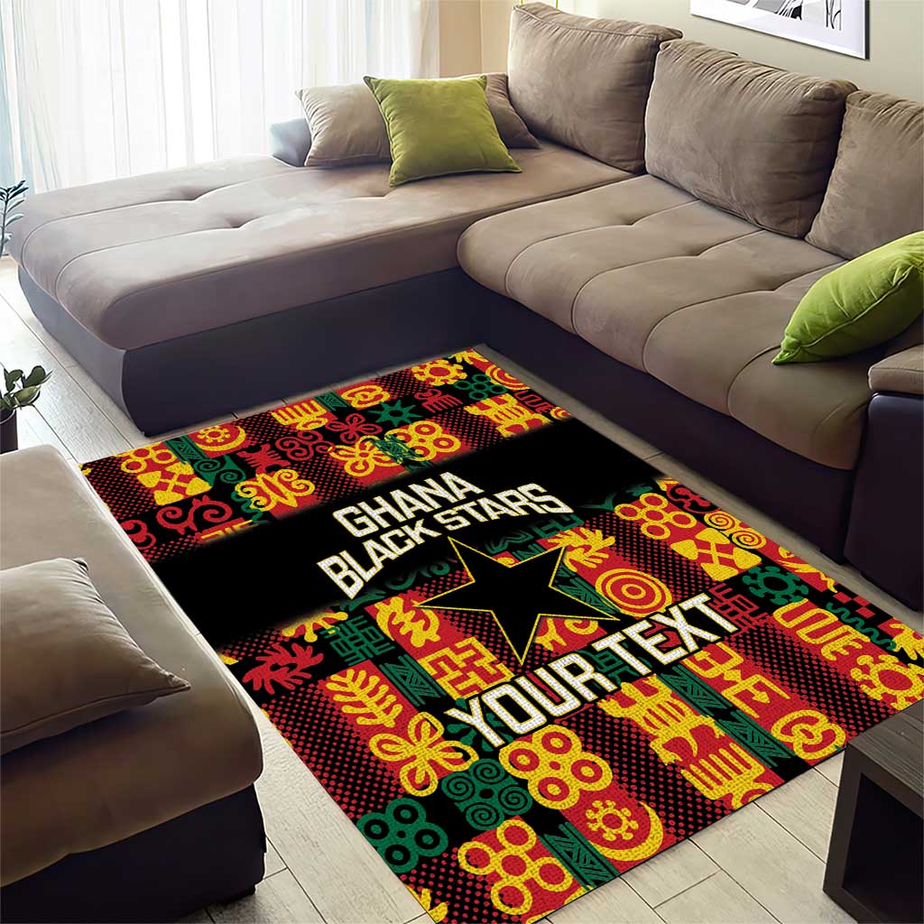 Custom Ghana Black Stars Area Rug Adinkra Pattern - Football Style LT14