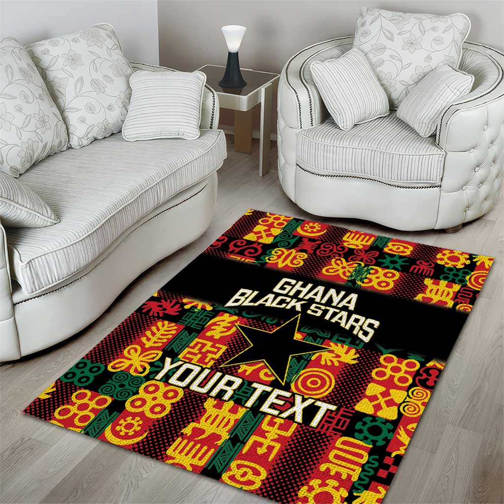 Custom Ghana Black Stars Area Rug Adinkra Pattern - Football Style LT14