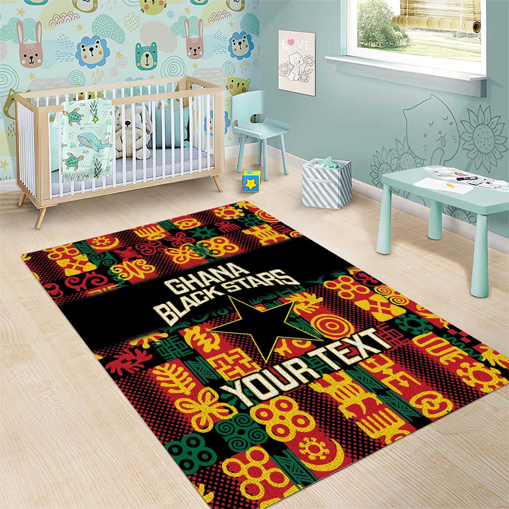 Custom Ghana Black Stars Area Rug Adinkra Pattern - Football Style LT14