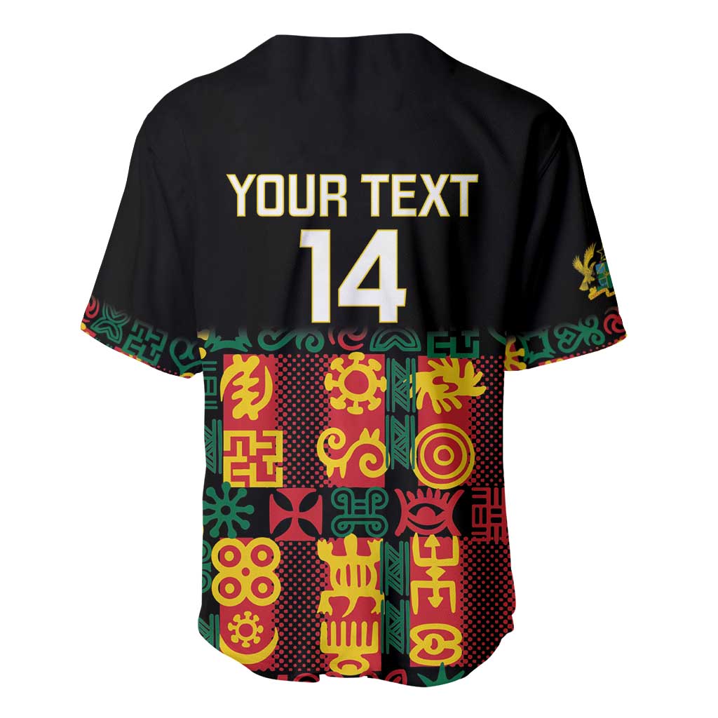 Custom Ghana Black Stars Baseball Jersey Adinkra Pattern - Football Style LT14