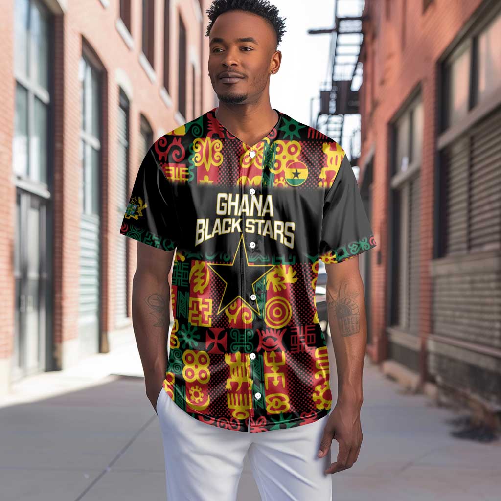 Custom Ghana Black Stars Baseball Jersey Adinkra Pattern - Football Style LT14