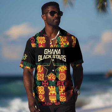 Custom Ghana Black Stars Hawaiian Shirt Adinkra Pattern - Football Style LT14