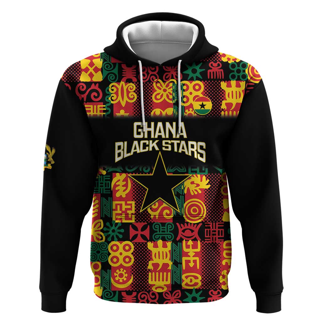Custom Ghana Football Hoodie 2025 Go Black Stars Adinkra pattern LT14
