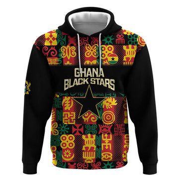 Custom Ghana Football Hoodie 2025 Go Black Stars Adinkra pattern LT14
