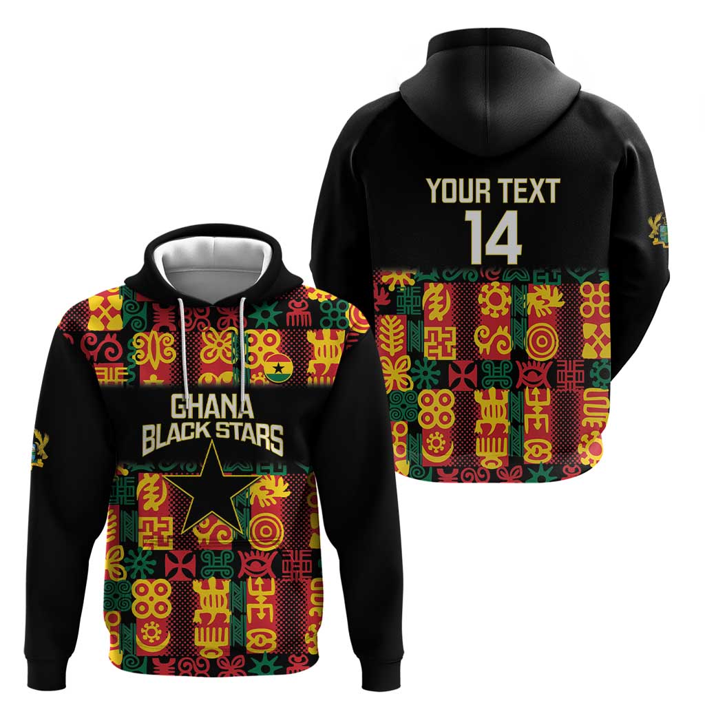 Custom Ghana Football Hoodie 2025 Go Black Stars Adinkra pattern LT14