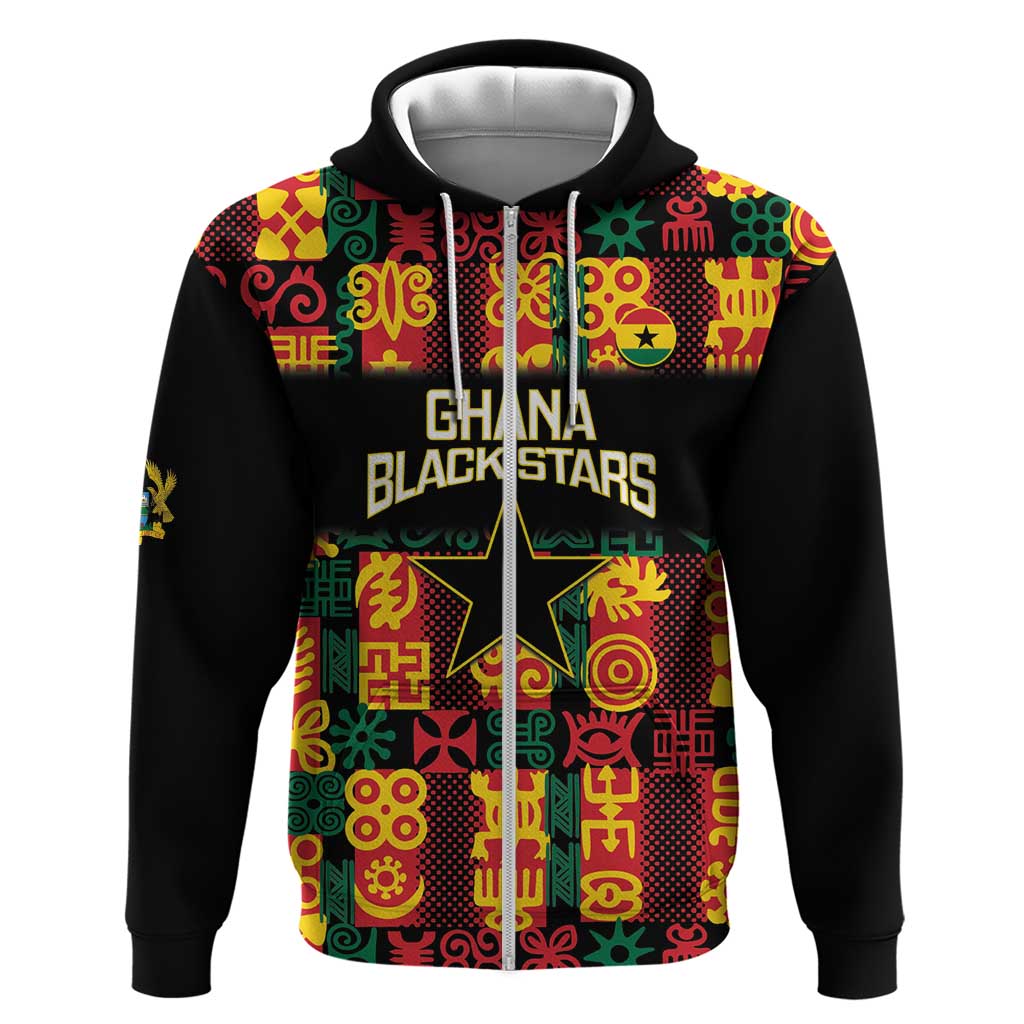 Custom Ghana Football Hoodie 2025 Go Black Stars Adinkra pattern LT14