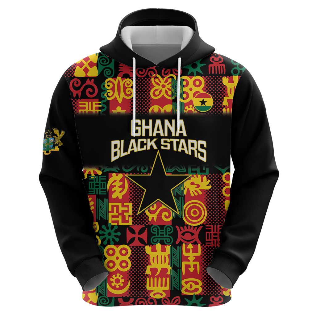 Custom Ghana Football Hoodie 2025 Go Black Stars Adinkra pattern LT14