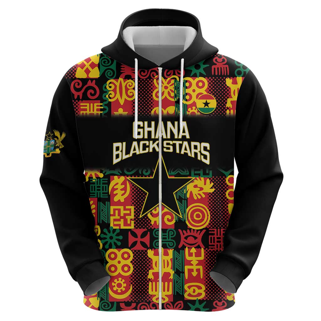 Custom Ghana Football Hoodie 2025 Go Black Stars Adinkra pattern LT14