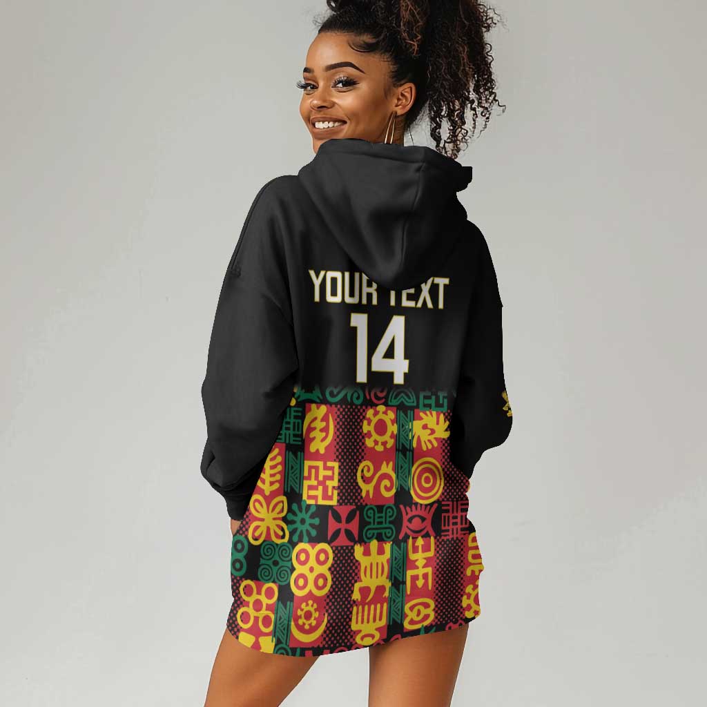 Custom Ghana Black Stars Hoodie Dress Adinkra Pattern - Football Style LT14