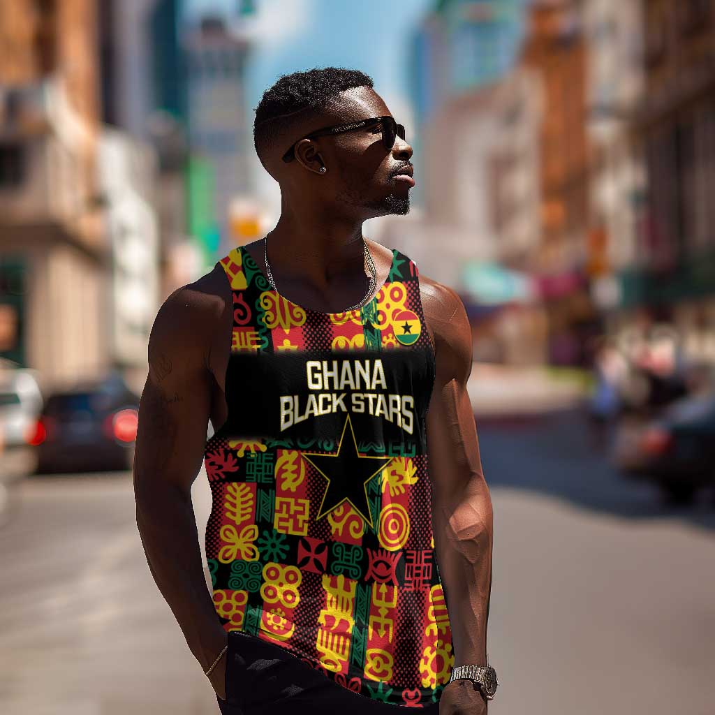 Custom Ghana Black Stars Men Tank Top Adinkra Pattern - Football Style LT14