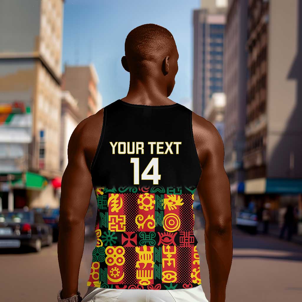Custom Ghana Black Stars Men Tank Top Adinkra Pattern - Football Style LT14