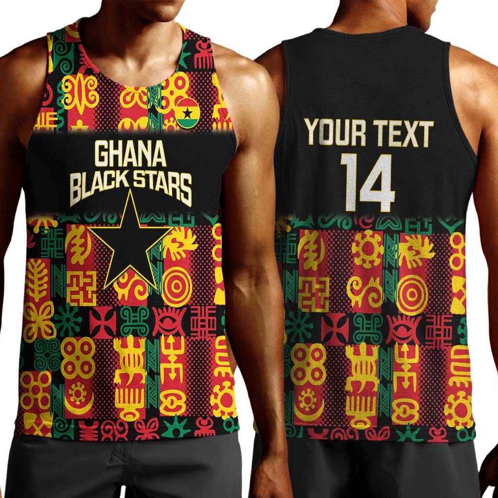 Custom Ghana Black Stars Men Tank Top Adinkra Pattern - Football Style LT14