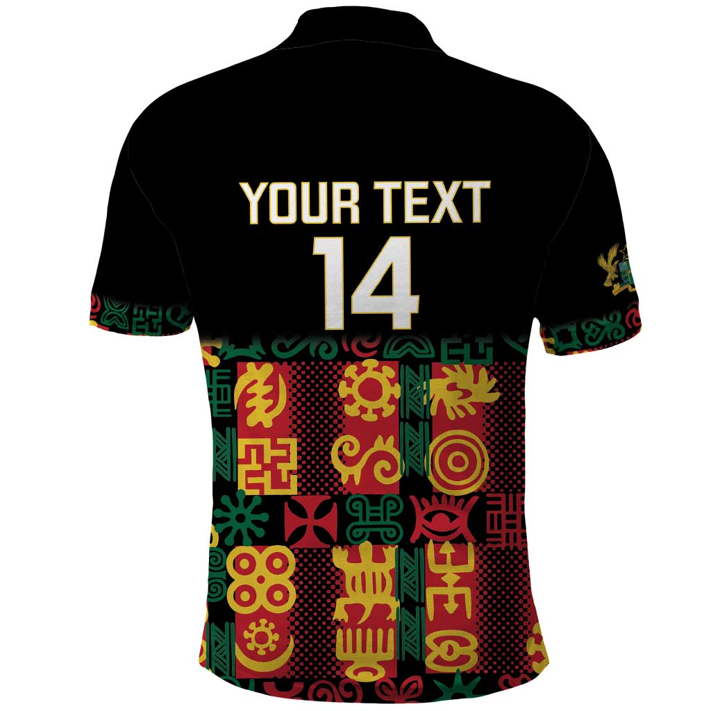 Custom Ghana Football Polo Shirt 2025 Go Black Stars Adinkra pattern LT14