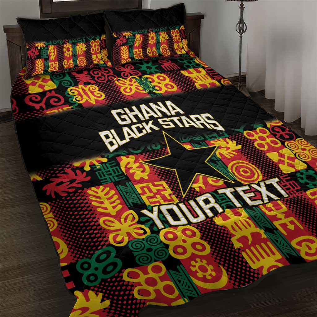 Custom Ghana Black Stars Quilt Bed Set Adinkra Pattern - Football Style LT14