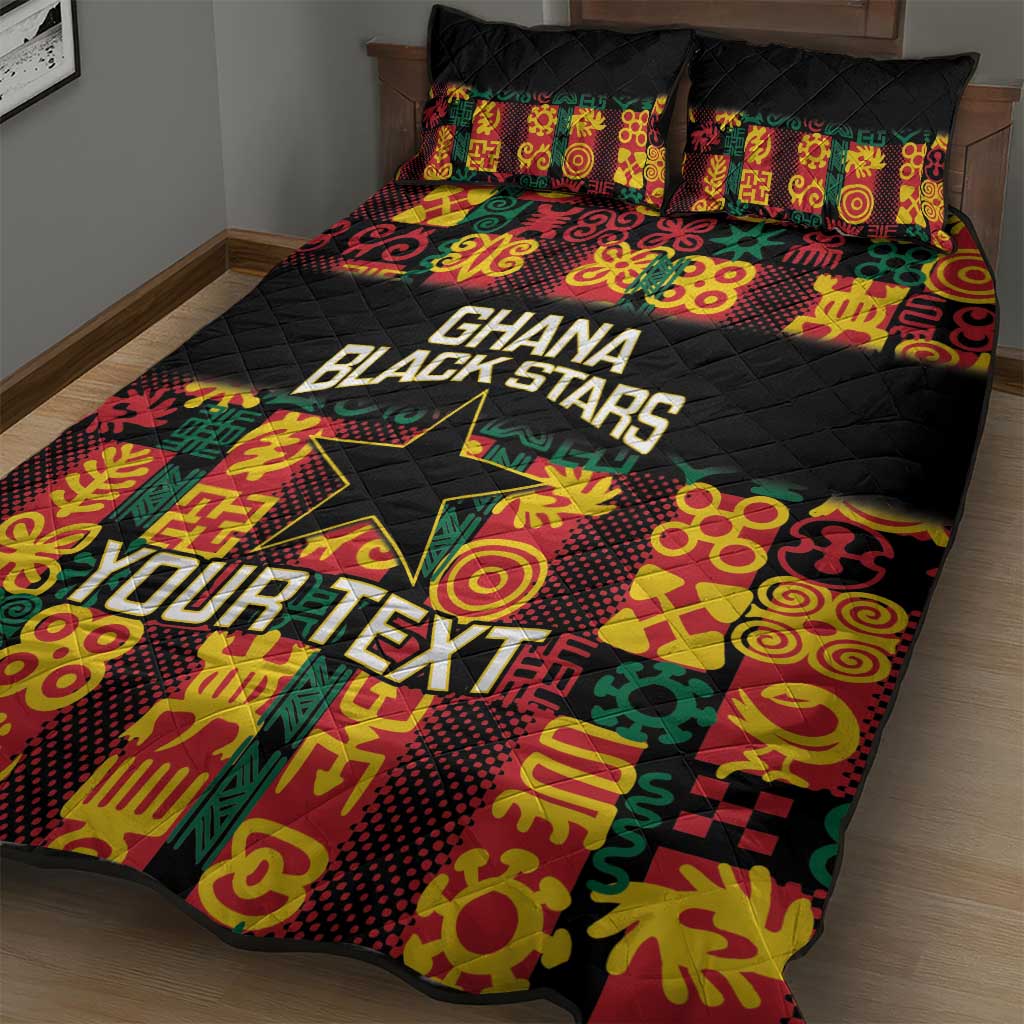 Custom Ghana Black Stars Quilt Bed Set Adinkra Pattern - Football Style LT14