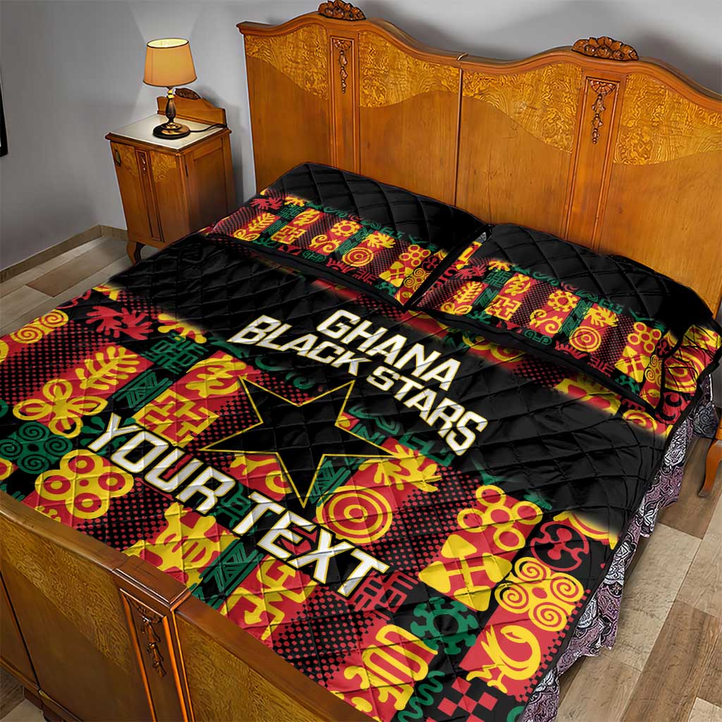 Custom Ghana Black Stars Quilt Bed Set Adinkra Pattern - Football Style LT14