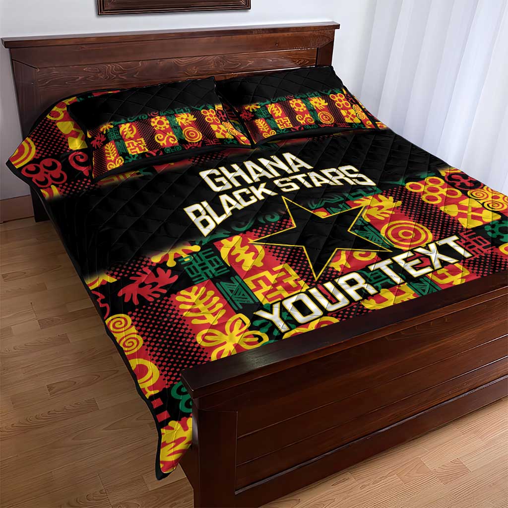 Custom Ghana Black Stars Quilt Bed Set Adinkra Pattern - Football Style LT14