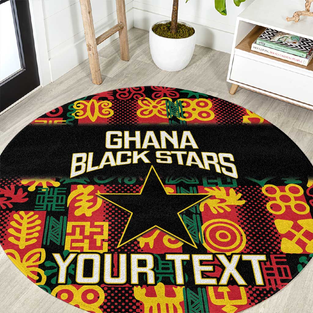 Custom Ghana Black Stars Round Carpet Adinkra Pattern - Football Style LT14