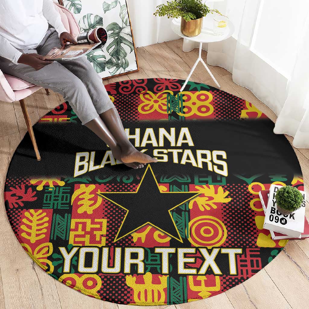 Custom Ghana Black Stars Round Carpet Adinkra Pattern - Football Style LT14