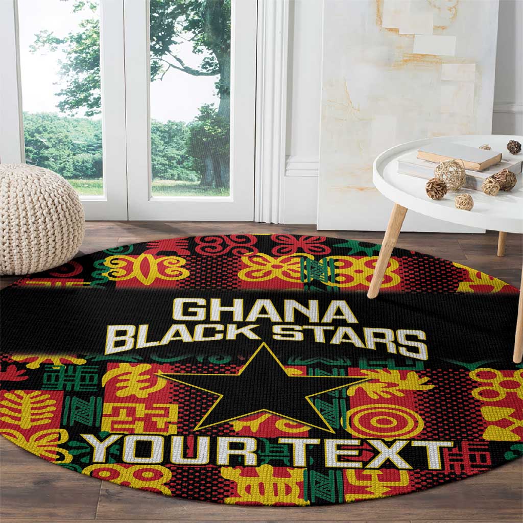 Custom Ghana Black Stars Round Carpet Adinkra Pattern - Football Style LT14