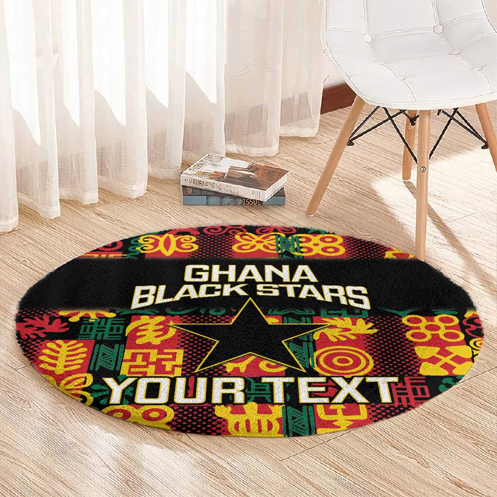 Custom Ghana Black Stars Round Carpet Adinkra Pattern - Football Style LT14