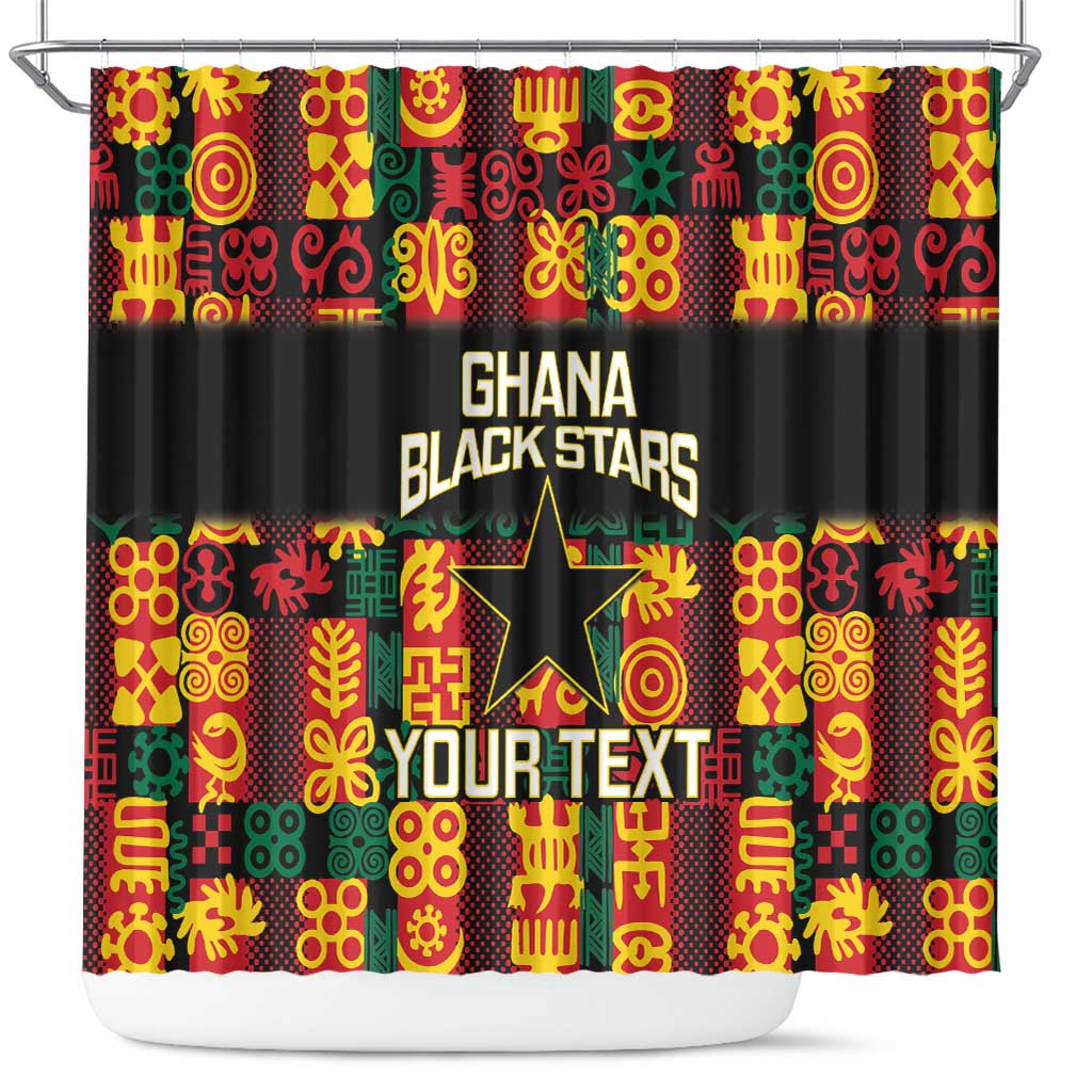 Custom Ghana Football Shower Curtain 2025 Go Black Stars Adinkra pattern LT14