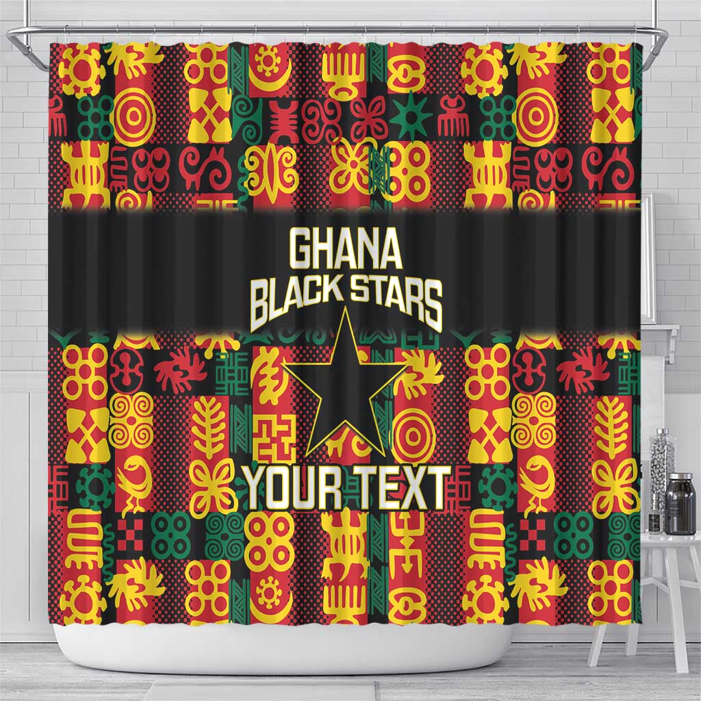 Custom Ghana Football Shower Curtain 2025 Go Black Stars Adinkra pattern LT14