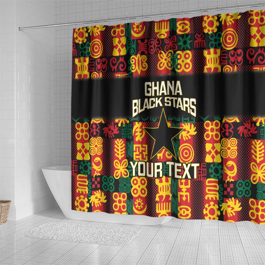 Custom Ghana Football Shower Curtain 2025 Go Black Stars Adinkra pattern LT14