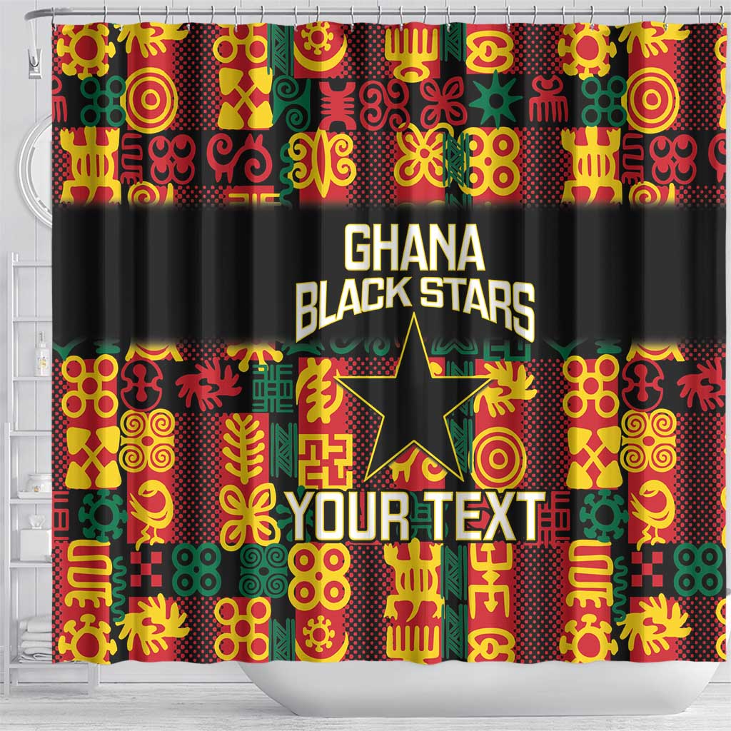 Custom Ghana Football Shower Curtain 2025 Go Black Stars Adinkra pattern LT14