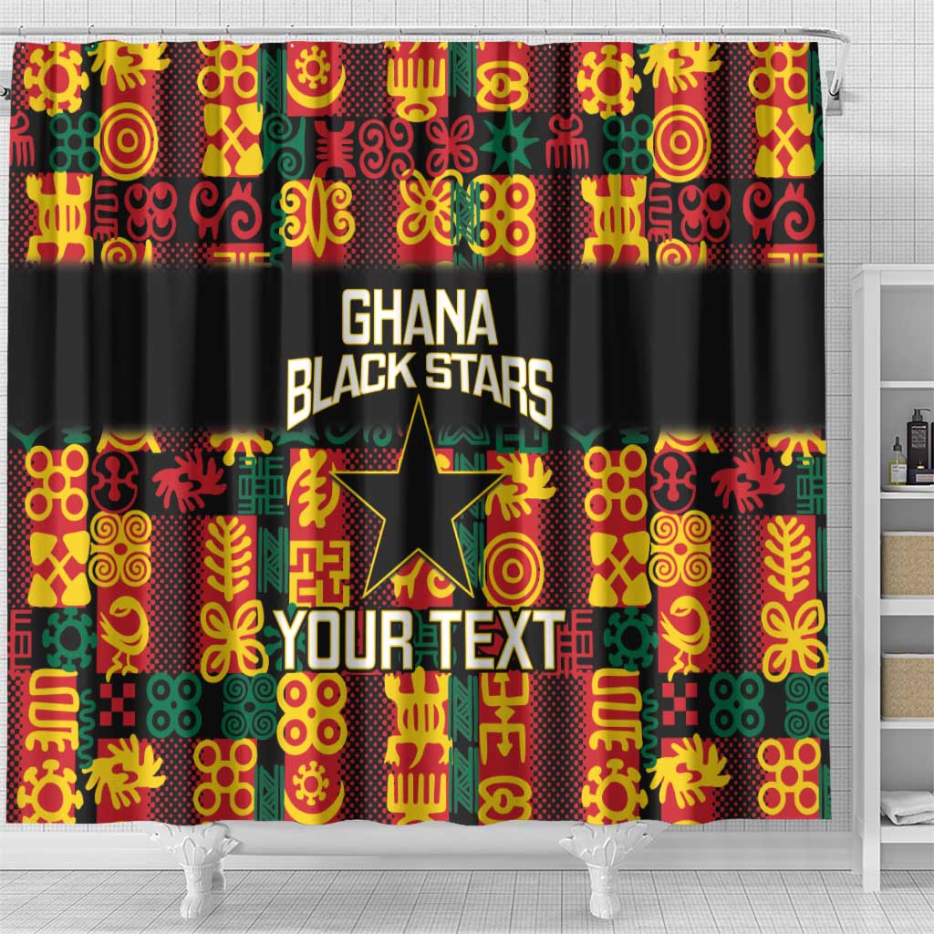 Custom Ghana Football Shower Curtain 2025 Go Black Stars Adinkra pattern LT14