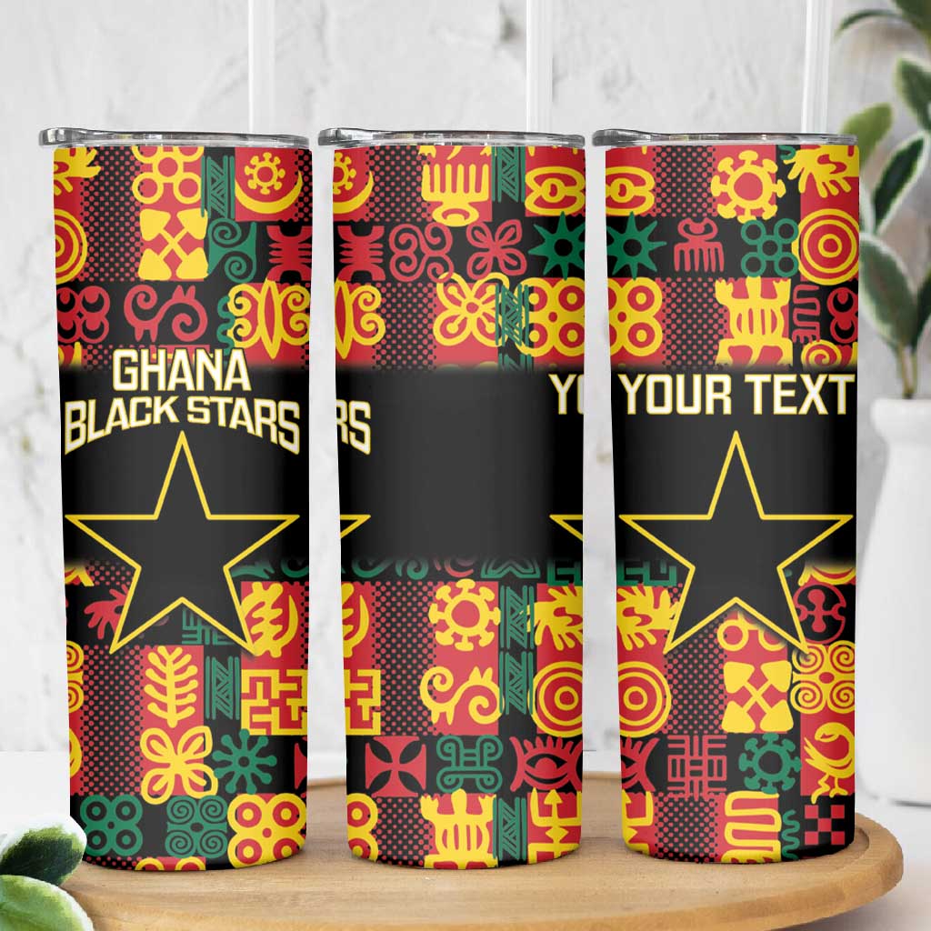 Custom Ghana Black Stars Skinny Tumbler Adinkra Pattern - Football Style LT14