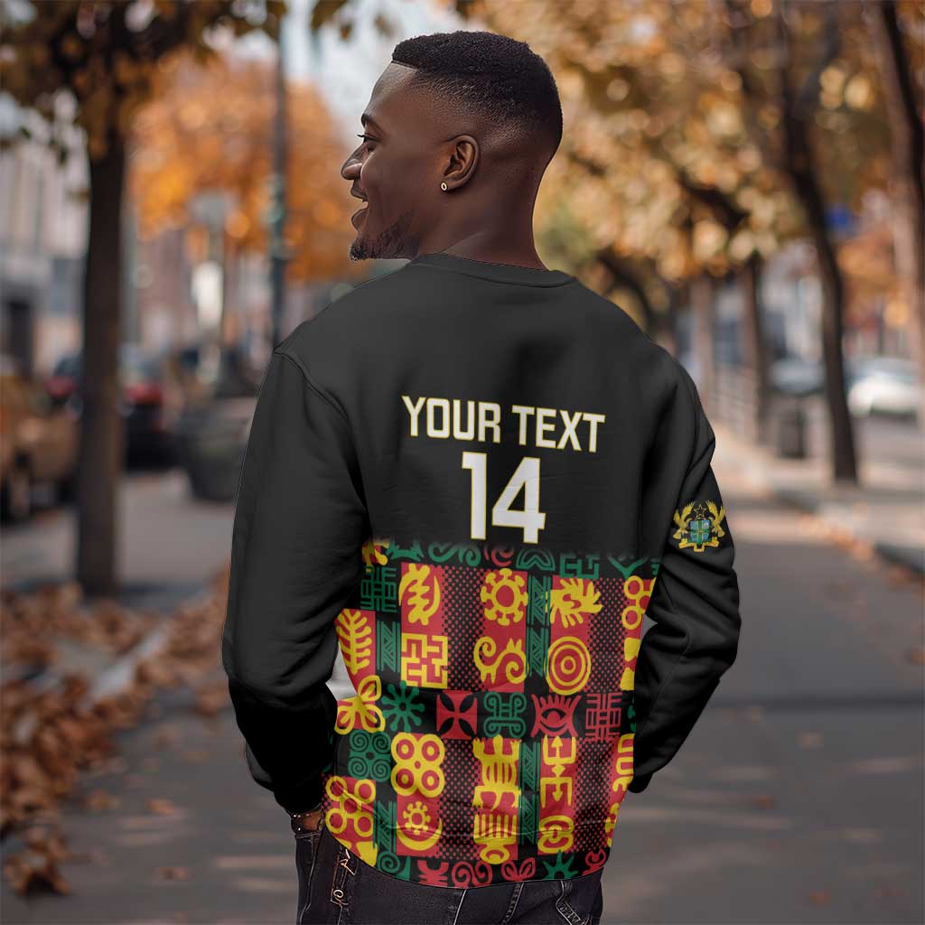 Custom Ghana Black Stars Sweatshirt Adinkra Pattern - Football Style LT14