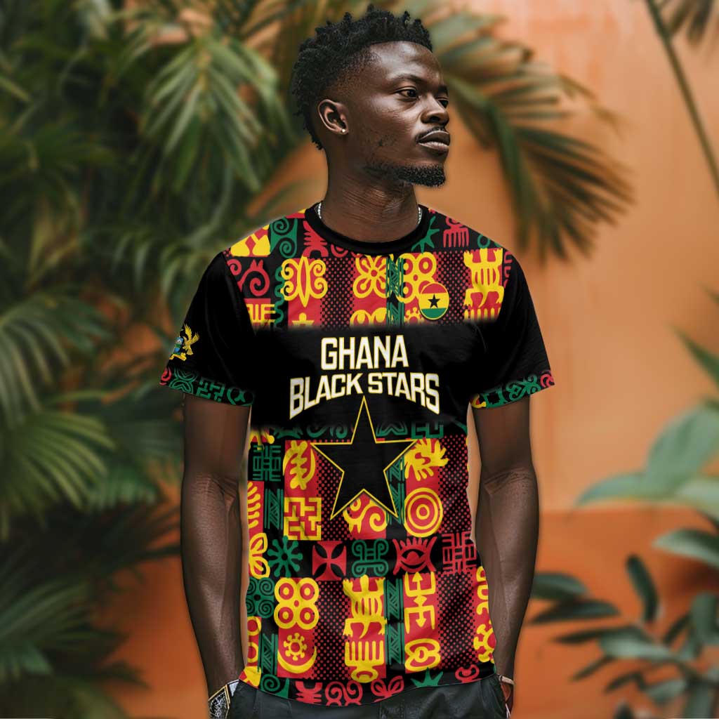 Custom Ghana Black Stars T shirt Adinkra Pattern - Football Style LT14