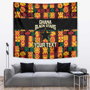 Custom Ghana Black Stars Tapestry Adinkra Pattern - Football Style LT14