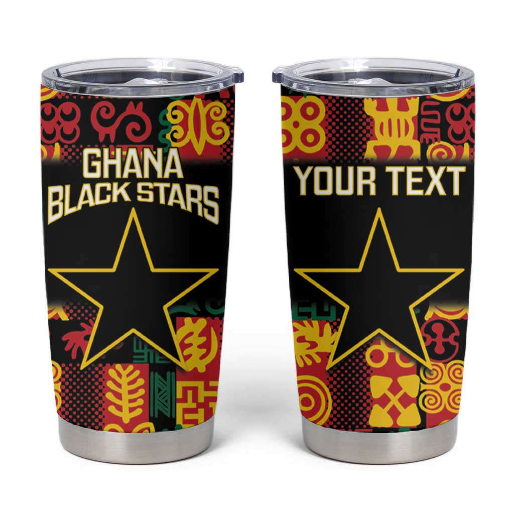 Custom Ghana Black Stars Tumbler Cup Adinkra Pattern - Football Style LT14