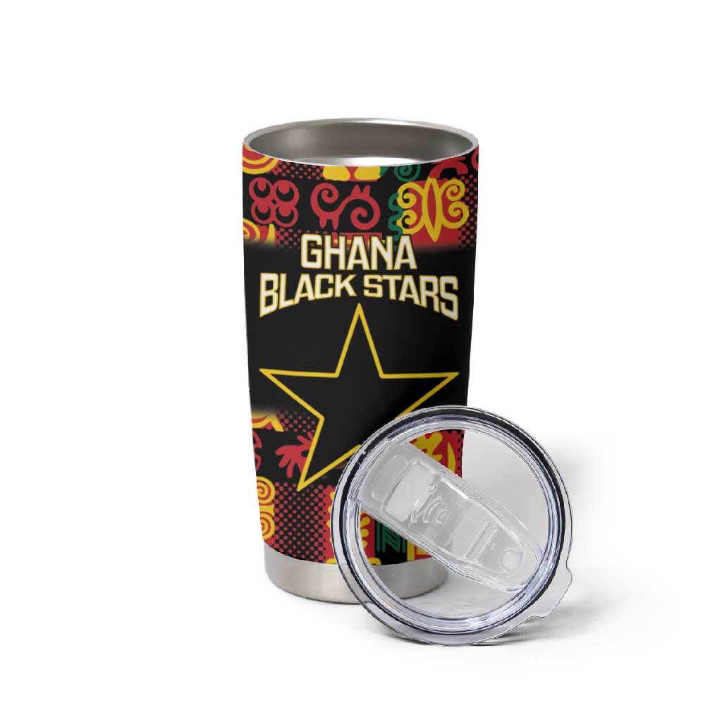 Custom Ghana Black Stars Tumbler Cup Adinkra Pattern - Football Style LT14