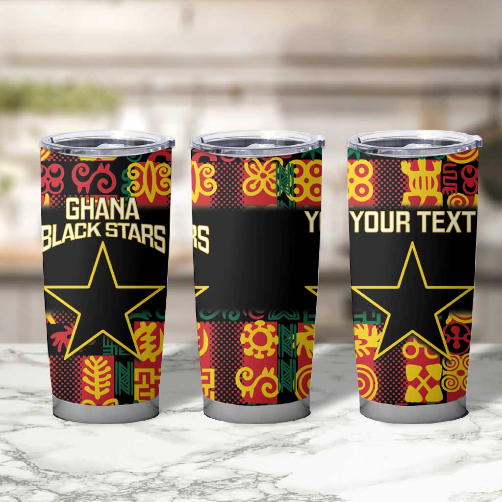 Custom Ghana Black Stars Tumbler Cup Adinkra Pattern - Football Style LT14