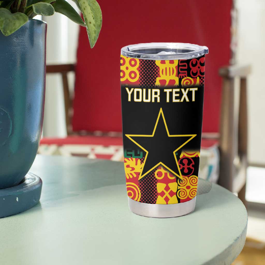 Custom Ghana Black Stars Tumbler Cup Adinkra Pattern - Football Style LT14