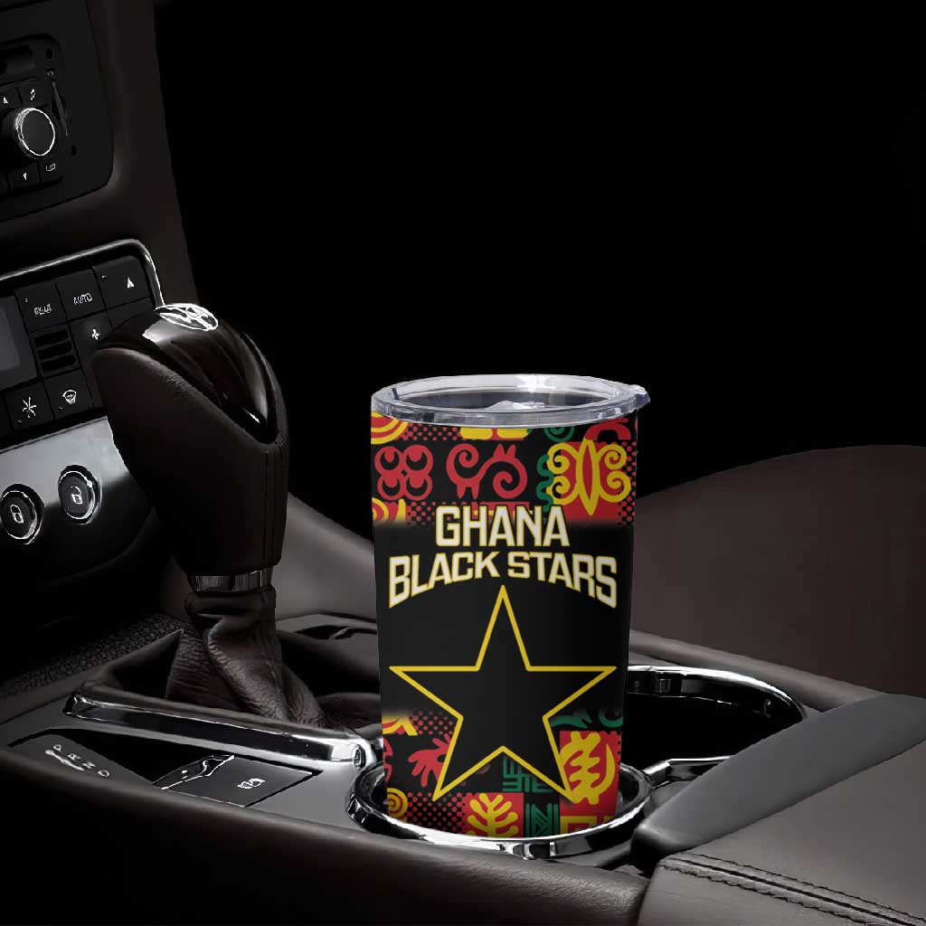 Custom Ghana Black Stars Tumbler Cup Adinkra Pattern - Football Style LT14