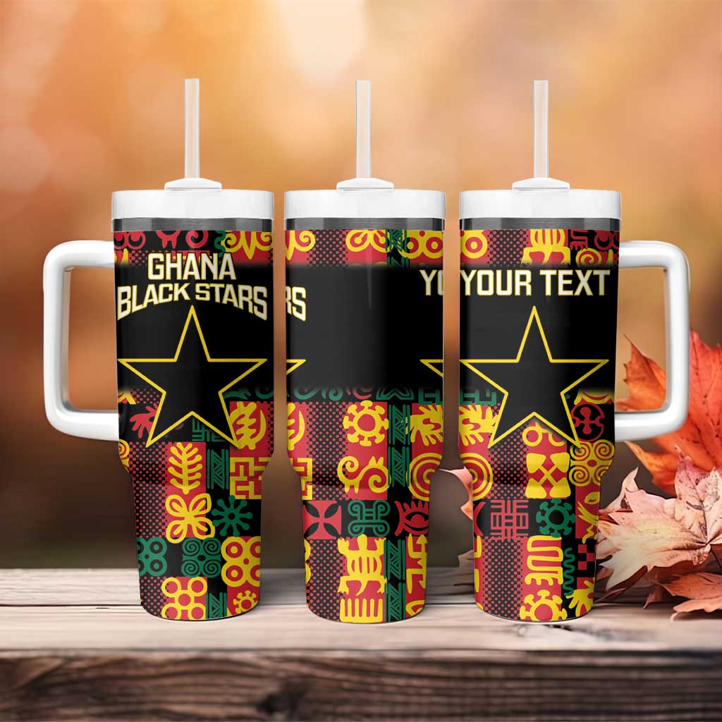 Custom Ghana Black Stars Tumbler With Handle Adinkra Pattern - Football Style LT14