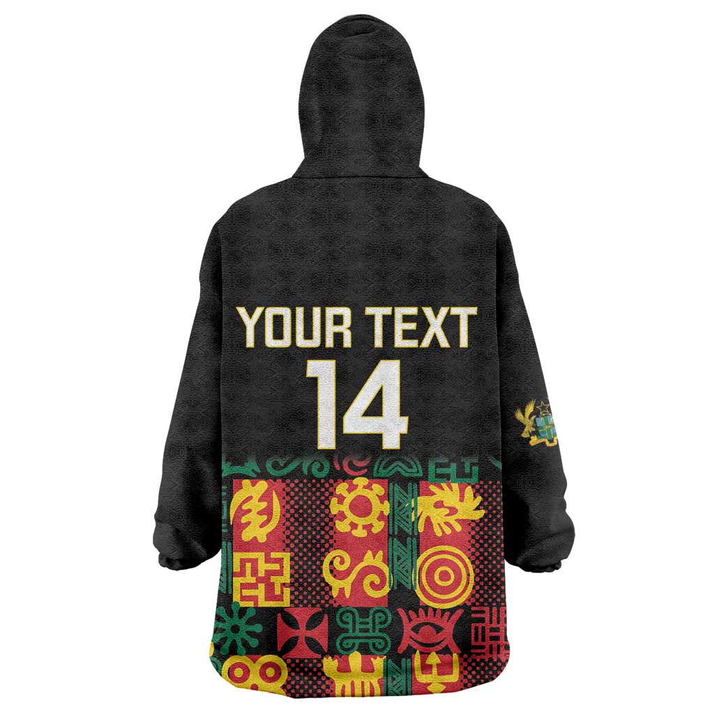 Custom Ghana Black Stars Wearable Blanket Hoodie Adinkra Pattern - Football Style LT14