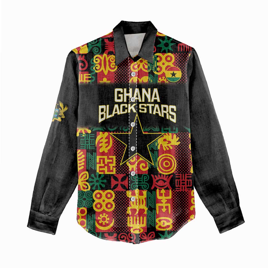 Custom Ghana Black Stars Women Casual Shirt Adinkra Pattern - Football Style LT14