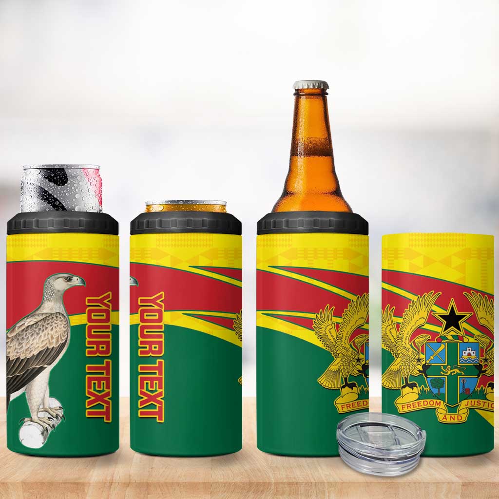 Custom Ghana Black Batters 4 in 1 Can Cooler Tumbler Ghanaian Tawny Eagle - Cricket Style LT14