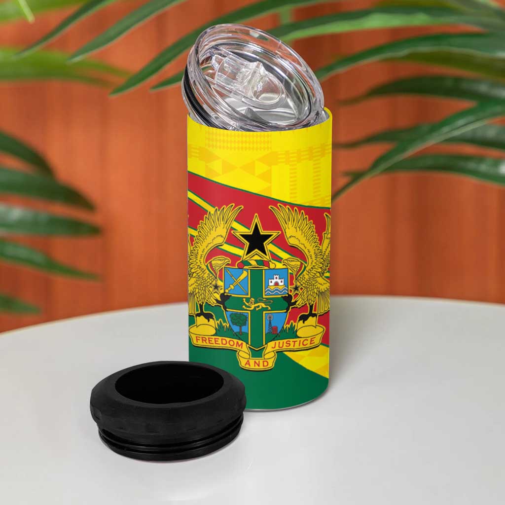 Custom Ghana Black Batters 4 in 1 Can Cooler Tumbler Ghanaian Tawny Eagle - Cricket Style LT14