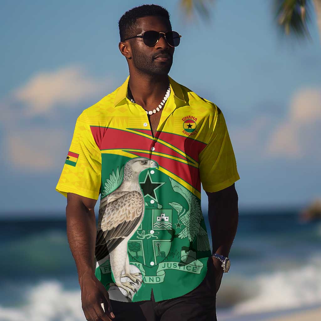 Custom Ghana Black Batters Hawaiian Shirt Ghanaian Tawny Eagle - Cricket Style LT14