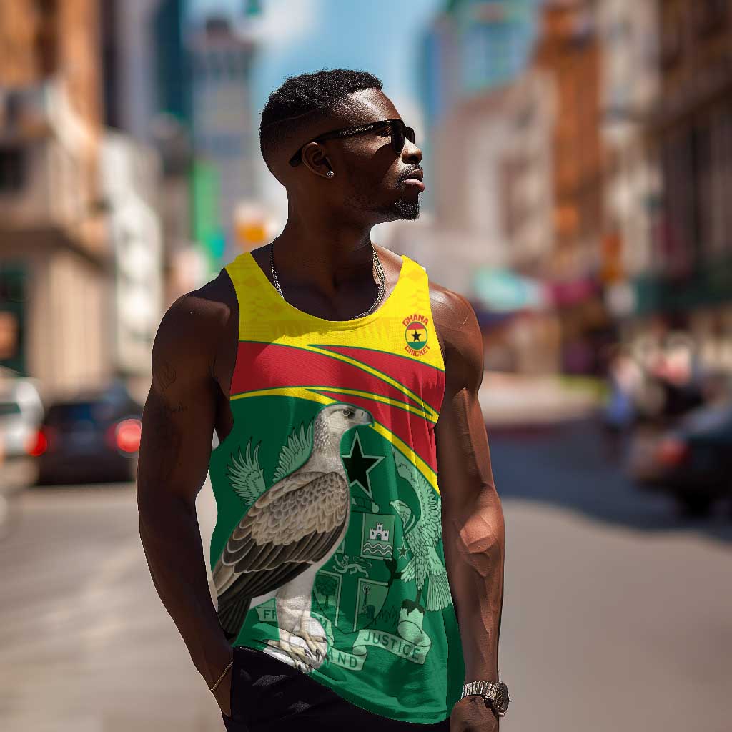 Custom Ghana Black Batters Men Tank Top Ghanaian Tawny Eagle - Cricket Style LT14