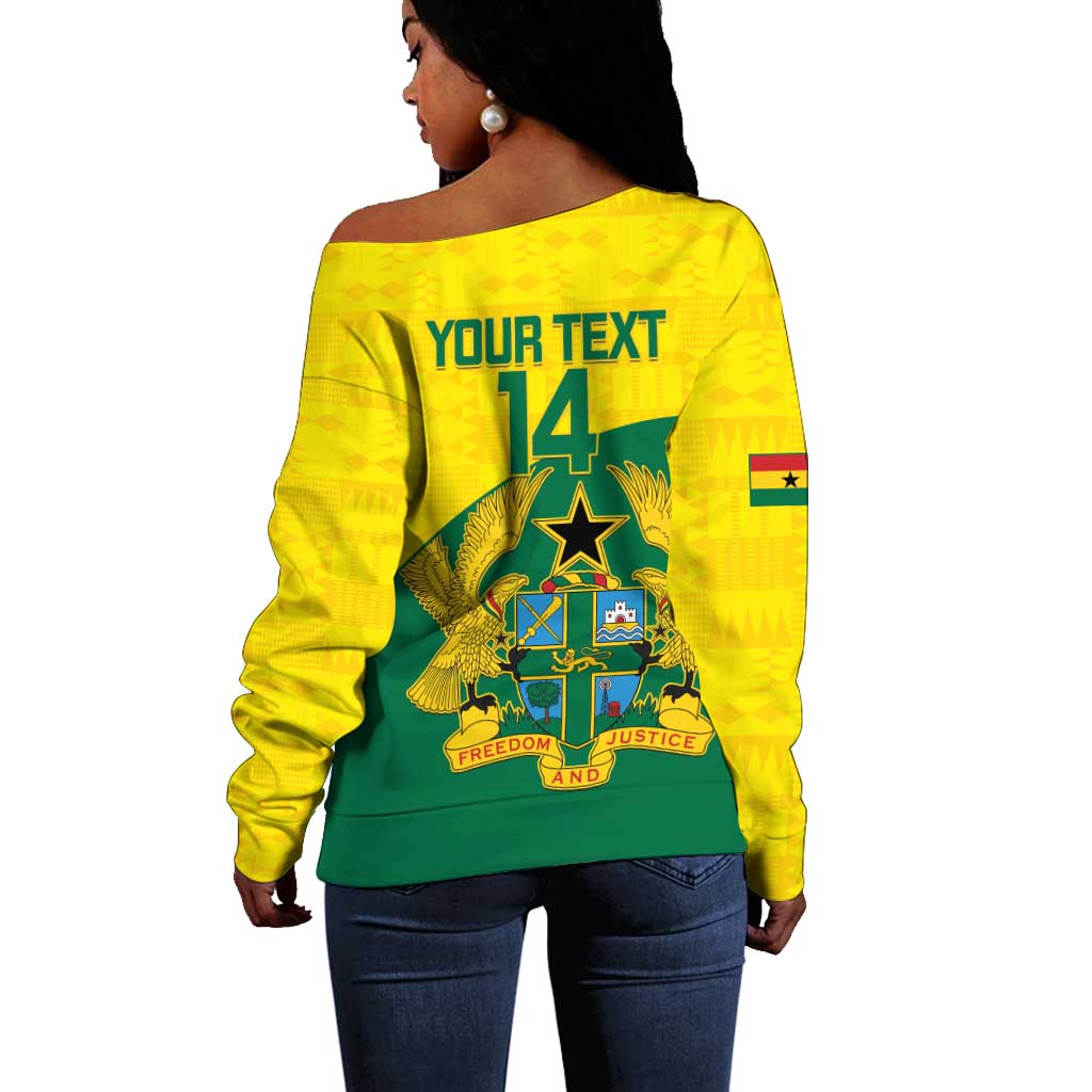 Custom Ghana Black Batters Off Shoulder Sweater Ghanaian Tawny Eagle - Cricket Style LT14